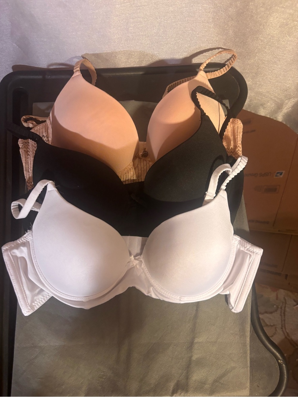 Rachel 3-Pack T-Shirt Bras in Beige, Black & White